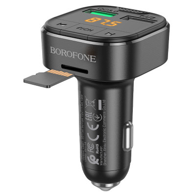 АЗП з FM-модулятором BOROFONE BC43 Flash QC3.0 car BT FM transmitter 18W Black АЗП з FM-модулятором BOROFONE BC43 Flash QC3.0 car BT FM transmitter 18W Black