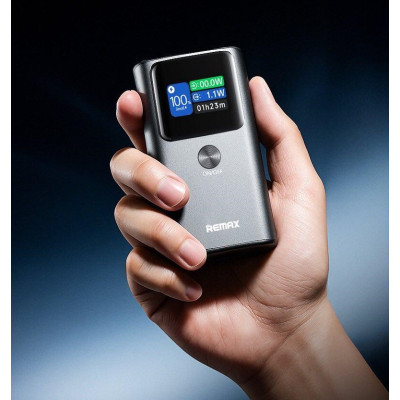 Зовнішній акумулятор REMAX Dinba 55W+22.5W PD+QC color screen aluminum alloy fast charging power bank 10000mAh FP-7 Grey Зовнішній акумулятор REMAX Dinba 55W+22.5W PD+QC color screen aluminum alloy fast charging power bank 10000mAh FP-7 Grey