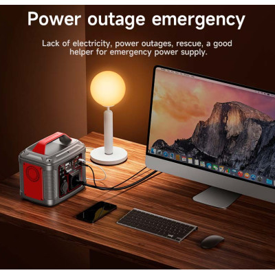 Портативна зарядна станція HOCO DB28 300W Iron Gray+Red