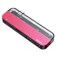 USB-Hub Baseus Transparent Series Type-C Multifunctional HUB Adapter Red USB-Hub Baseus Transparent Series Type-C Multifunctional HUB Adapter Red