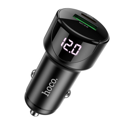 Автомобільний зарядний пристрій HOCO Z42 Light road dual port digital display PD20W+QC3.0 car charger Black Автомобільний зарядний пристрій HOCO Z42 Light road dual port digital display PD20W+QC3.0 car charger Black