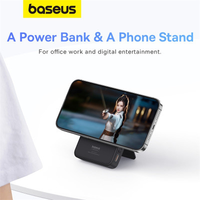 Зовнішній акумулятор Baseus MagPro Magnetic Bracket Wireless Fast-Charging Power Bank 5000mAh 20W Stellar White(with Simply Series Charging Cable Type