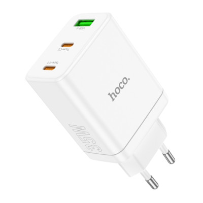Мережевий зарядний пристрій HOCO N33 Start three-port PD35W(2C1A) charger White Мережевий зарядний пристрій HOCO N33 Start three-port PD35W(2C1A) charger White