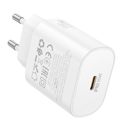 Мережевий зарядний пристрій BOROFONE BA82A Platinum single port PD25W charger(EU) White Мережевий зарядний пристрій BOROFONE BA82A Platinum single port PD25W charger(EU) White