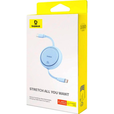 Кабель Baseus Free2Draw Mini Retractable Charging Cable Type-C to Type-C 100W 1m Galaxy Blue