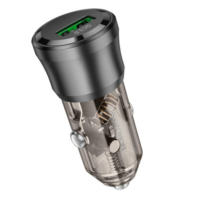 Автомобільний зарядний пристрій BOROFONE BZ23 Noble single-port QC3.0 car charger Transparent Black Автомобільний зарядний пристрій BOROFONE BZ23 Noble single-port QC3.0 car charger Transparent Black