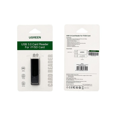 Картрідер UGREEN USB 3.0 to TF + SD Dual Card Reader (Black) Картрідер UGREEN USB 3.0 to TF + SD Dual Card Reader (Black)
