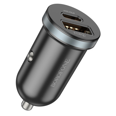 Автомобільний зарядний пристрій BOROFONE BZ22 Scenery dual port PD30W+QC3.0 car charger Black Автомобільний зарядний пристрій BOROFONE BZ22 Scenery dual port PD30W+QC3.0 car charger Black