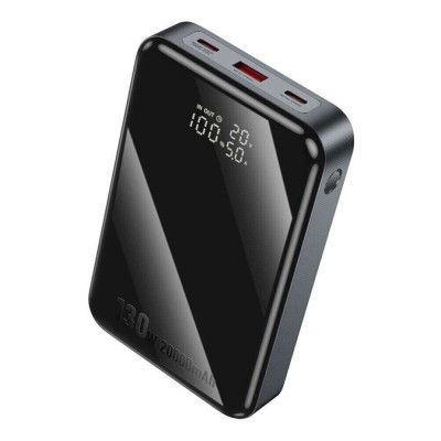 Зовнішній акумулятор HOCO Q30A Fast charge 130W power bank(20000mAh) Metal Gray