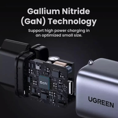Мережевий зарядний пристрій UGREEN CD319 USB-C GaN Fast Charger 30W EU (Space Gray)(UGR-90666) Мережевий зарядний пристрій UGREEN CD319 USB-C GaN Fast Charger 30W EU (Space Gray)(UGR-90666)