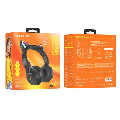 Бездротові накладні навушники BOROFONE BO18 Cat ear BT headphones Black