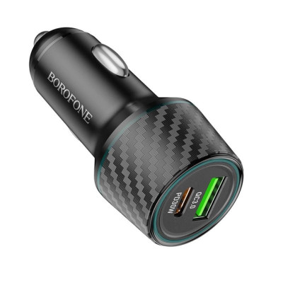 Автомобільний зарядний пристрій BOROFONE BZ21 Brilliant 48W dual port PD30W+QC3.0 car charger Black Автомобільний зарядний пристрій BOROFONE BZ21 Brilliant 48W dual port PD30W+QC3.0 car charger Black