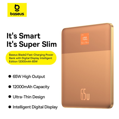 Зовнішній акумулятор Baseus Blade2 Fast-Charging Power Bank with Digital Display Intelligent Edition 12000mAh 65W Canyon Coral  (with Baseus Mini Whit