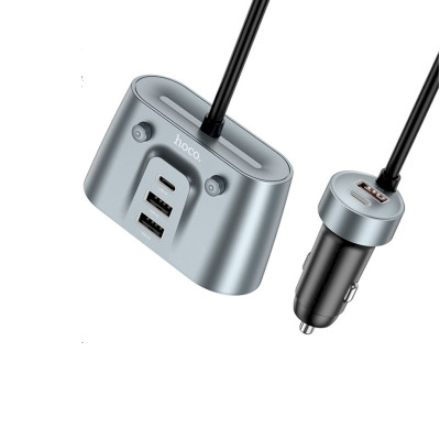 Автомобільний зарядний пристрій HOCO Z51 Establisher 147W(2C3A) 2-in-1 cigarette lighter car charger Metal Gray Автомобільний зарядний пристрій HOCO Z51 Establisher 147W(2C3A) 2-in-1 cigarette lighter car charger Metal Gray