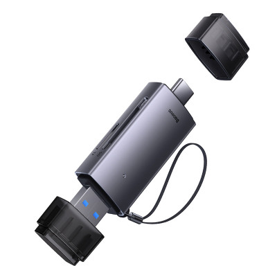 USB-хаб Baseus Lite Series USB-A & Type-C  to SD/TF Card Reader  Grey