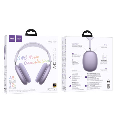 Бездротові накладні навушники HOCO W65 Plus Happy ANC BT headphones Purple
