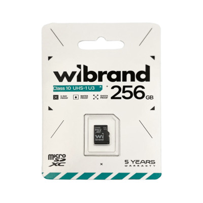 Карта пам'яті microSDXC (UHS-1 U3) Wibrand 256Gb class 10 Карта пам'яті microSDXC (UHS-1 U3) Wibrand 256Gb class 10