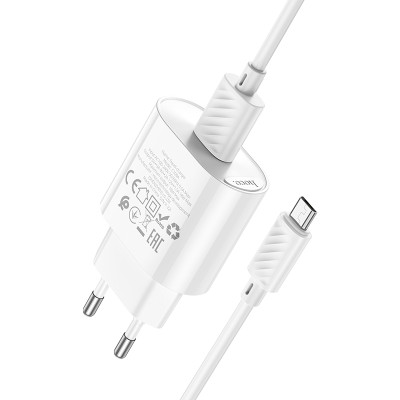 Мережевий зарядний пристрій з кабелем HOCO C109A Fighter single port QC3.0 charger set(Micro) White Мережевий зарядний пристрій з кабелем HOCO C109A Fighter single port QC3.0 charger set(Micro) White