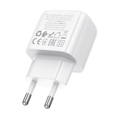 Мережевий зарядний пристрій BOROFONE BAS42A Potential single-port QC3.0 charger(EU) White