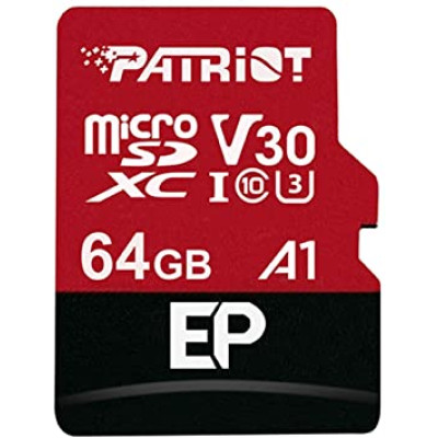 Карта пам'яті microSDXC (UHS-1 U3) Patriot EP Series 64Gb class 10 V30 (R-100MB/s, W-80MB/s) (adapter SD)