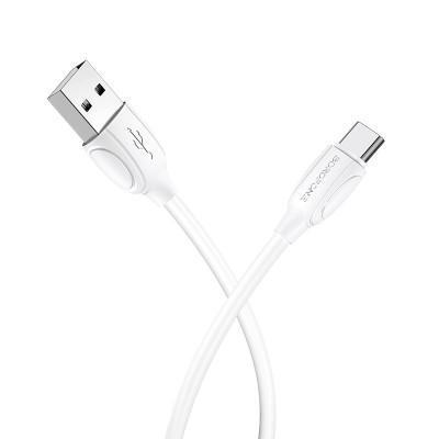 Кабель BOROFONE BX19 USB to Type-C 3A, 1m, PVC, TPE connectors, White Кабель BOROFONE BX19 USB to Type-C 3A, 1m, PVC, TPE connectors, White