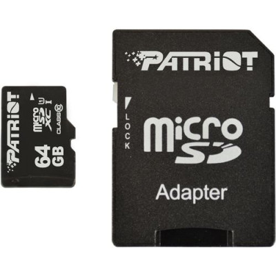 Карта пам'яті microSDXC (UHS-1) Patriot LX Series 64Gb class 10 (adapter SD) Карта пам'яті microSDXC (UHS-1) Patriot LX Series 64Gb class 10 (adapter SD)