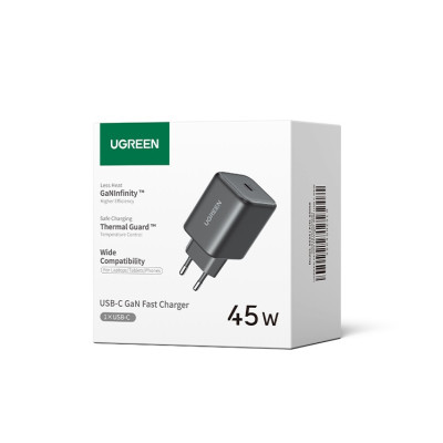 Мережевий зарядний пристрій UGREEN X524 45W USB-C GaN Fast Charger EU white Мережевий зарядний пристрій UGREEN X524 45W USB-C GaN Fast Charger EU white