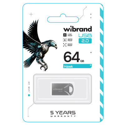 Флеш-накопичувач Wibrand USB 2.0 Hawk 64Gb Silver Флеш-накопичувач Wibrand USB 2.0 Hawk 64Gb Silver