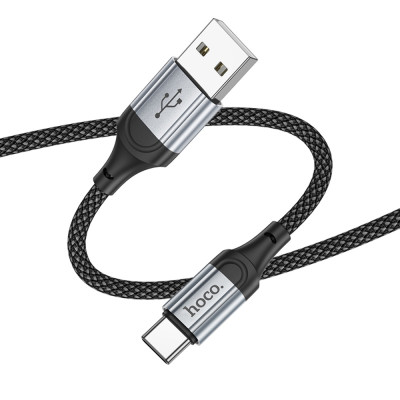 Кабель HOCO X102 USB to Type-C 3A, 1m, nylon, aluminum connectors, Black Кабель HOCO X102 USB to Type-C 3A, 1m, nylon, aluminum connectors, Black
