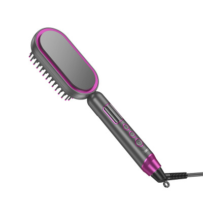 Гребінець для випрямлення волосся з цифровим дисплеєм HOCO HP44 Electric straightening hair comb with digital display(EU) Rose red