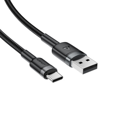 Кабель ACEFAST C22-04, USB to Type-C, 3A, 1.2m, Nylon Braid, Aluminum Alloy + TPE connectors, Black Кабель ACEFAST C22-04, USB to Type-C, 3A, 1.2m, Nylon Braid, Aluminum Alloy + TPE connectors, Black