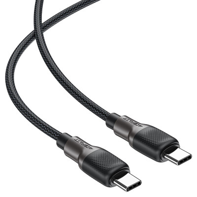 Кабель ACEFAST C10-03 Type-C to Type-C 3A, 60W, 1.2m, silicone, zinc connectors, Black Кабель ACEFAST C10-03 Type-C to Type-C 3A, 60W, 1.2m, silicone, zinc connectors, Black