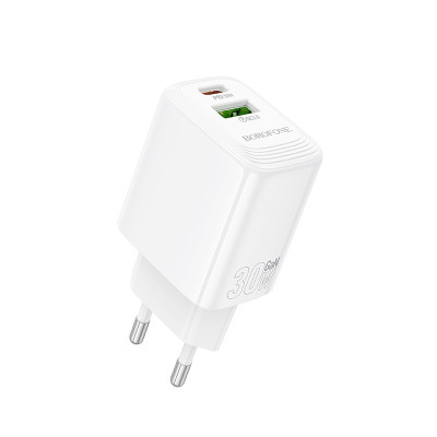 Мережевий зарядний пристрій BOROFONE BN29 Fuente PD30W+QC3.0 charger (EU) White Мережевий зарядний пристрій BOROFONE BN29 Fuente PD30W+QC3.0 charger (EU) White