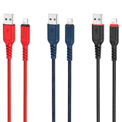 Кабель HOCO X59 USB to iP 2.4A, 1m, nylon, TPE connectors, Black Кабель HOCO X59 USB to iP 2.4A, 1m, nylon, TPE connectors, Black