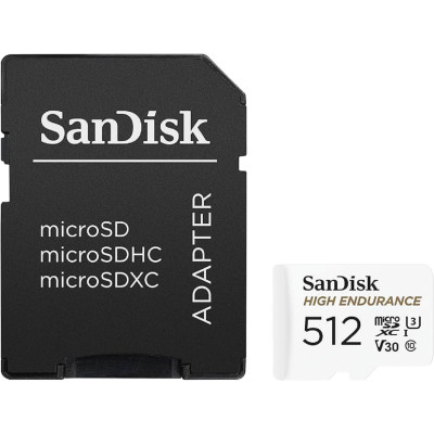 Карта пам'яті microSDXC (UHS-1 U3) SanDisk High Endurance 512Gb class 10 V30 (100Mb/s) (adapterSD)