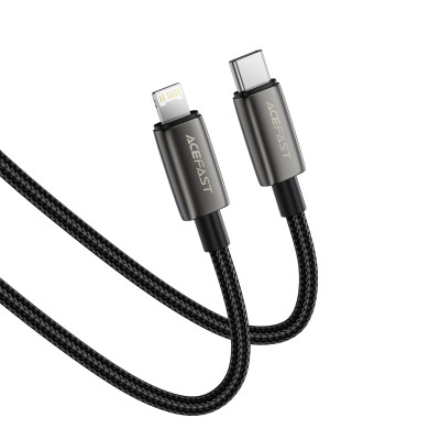Кабель ACEFAST C23-01, USB to iP, 30W,1.2m, Nylon, Zinc alloy + TPE connectors, Black Кабель ACEFAST C23-01, USB to iP, 30W,1.2m, Nylon, Zinc alloy + TPE connectors, Black