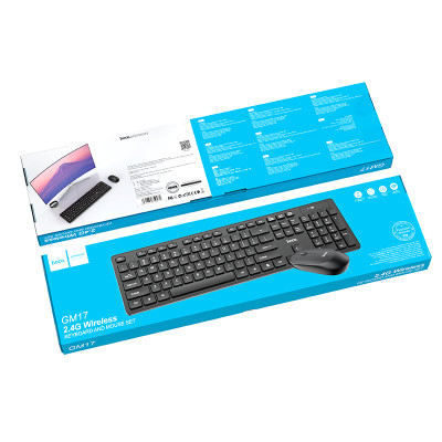 Клавіатура+миша HOCO GM17 Wireless business keyboard and mouse set(Russian Version) Black Клавіатура+миша HOCO GM17 Wireless business keyboard and mouse set(Russian Version) Black