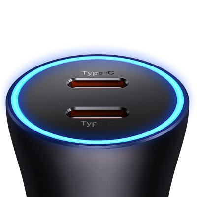 Автомобільний зарядний пристрій Baseus Golden Contactor Pro Dual Fast Charger Car Charger C+C 40W Dark Gray