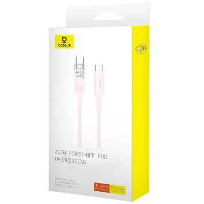 Кабель Baseus Explorer Series Fast Charging Cable with Smart Temperature Control Type-C to Type-C 100W 2m Baby Pink