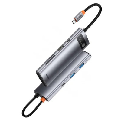 USB-хаб Baseus Metal Gleam Series 7-Port  HUB Space Grey （Type-C to HDMI4K@60Hz*1+USB3.0*3+PD*1+SD/TF*1)