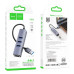 Кабель-перехiдник HOCO HB34 Easy link USB Gigabit Ethernet adapter(USB to USB3.0*3+RJ45) Metal Gray