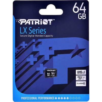 Карта пам'яті microSDXC (UHS-1) Patriot LX Series 64Gb class 10