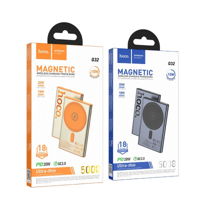 Внешний аккумулятор HOCO Q32 Bird PD20W wireless magnetic power bank(5000mAh) Metal Gray