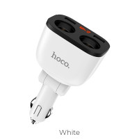 Автомобільний зарядний пристрій HOCO Z28 Power ocean cigarette lighter in-car charger with digital display White