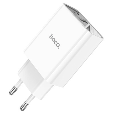 Мережевий зарядний пристрій HOCO C100A PD20W+QC3.0 charger with digital display White Мережевий зарядний пристрій HOCO C100A PD20W+QC3.0 charger with digital display White