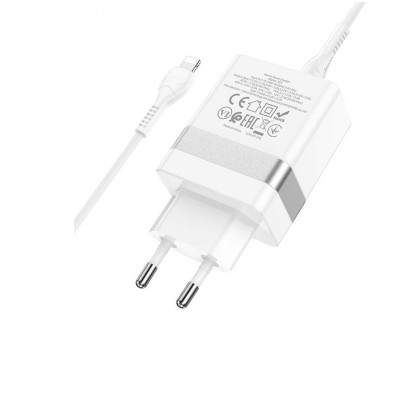 Мережевий зарядний пристрій HOCO N21 Extension speed PD30W+QC3.0 charger set(C to iP) White