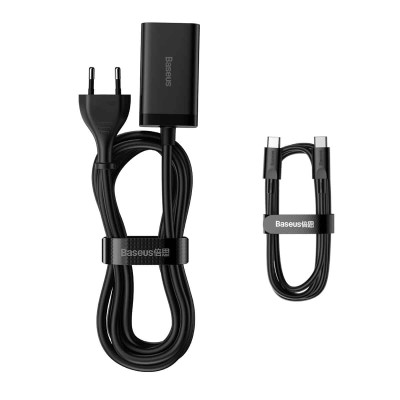 Мережевий зарядний пристрій з кабелем Baseus GaN3 Pro Desktop Fast Charger 2C+2U 65W (Cable Type-C to Type-C 100W(20V/5A) 1m) Black