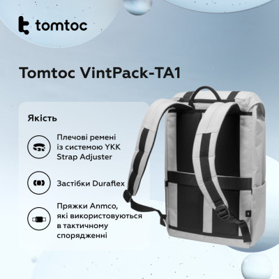 Рюкзак Tomtoc VintPack-TA1 22L Laptop Backpack Light gray 15.6 Inch/22L (TA1M1G1)