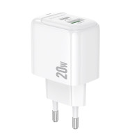 Мережевий зарядний пристрій BOROFONE BAS44A Potential PD20W+QC3.0 charger(EU) White Мережевий зарядний пристрій BOROFONE BAS44A Potential PD20W+QC3.0 charger(EU) White