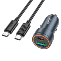 Автомобільний зарядний пристрій HOCO Z57A Glorious PD30W+QC3.0 car charger set(C to C) Metal Gray Автомобільний зарядний пристрій HOCO Z57A Glorious PD30W+QC3.0 car charger set(C to C) Metal Gray